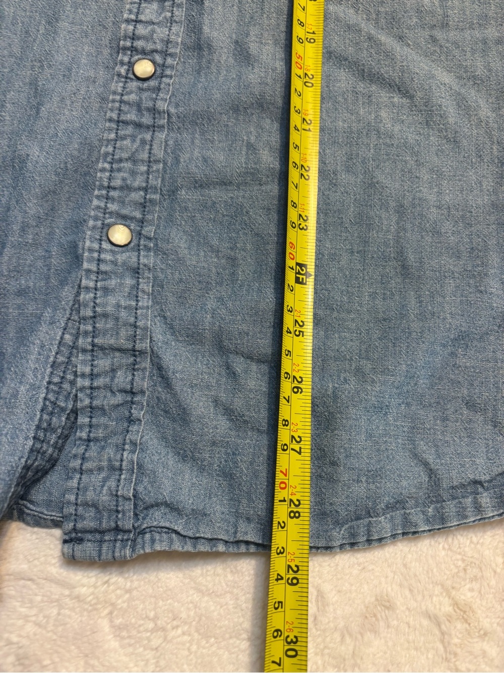 Sonoma Denim Shirt XL Short-Sleeve Light Blue Chambray Snap-Down White Buttons - Picture 13 of 13